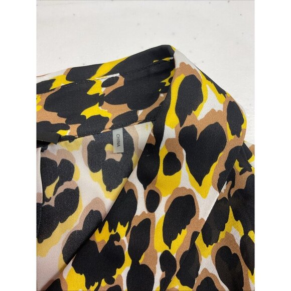 KOBI HALPERIN Ali silk blend‎ leopard Blouse size XL career long sleeve - Picture 5 of 11